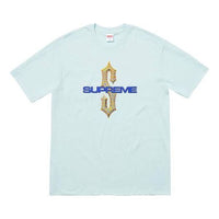Supreme SS18 Diamonds Tee Pale Blue Diamond Printing Short Sleeve Unisex SUP-SS18-0113