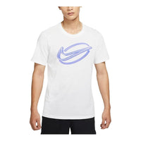 Men's Nike Printing Geometry Pattern Logo Round Neck Short Sleeve White T-Shirt DD6903-100