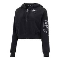 (WMNS) Nike Casual Sports Short Knit Hooded Jacket Black DM6064-010