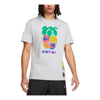 Men's Nike Smiling Face Pattern Printing Logo Breathable Round Neck Short Sleeve Gray T-Shirt DQ1886-012