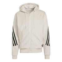 adidas Back Stripe Velvet Hooded Logo Jacket Creamy 'White' H47895