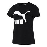 (WMNS) PUMA Logo Printing Round-neck Black 532281-01