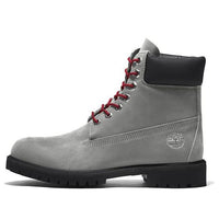 Timberland Premium 6 Inch Boots 'Grey Nubuck with Red' A5S6ZD52