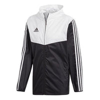 adidas logo Printing Soccer/Football Stand Collar Casual Sports Jacket Black White DY0096
