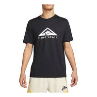 Men's Nike Dri-FIT Alphabet Pattern Printing Quick Dry Trail Running Sports Short Sleeve Black T-Shirt DM5424-010