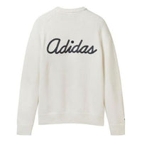 Men's adidas originals SS22 Logo Printing Round Neck Pullover Long Sleeves Knitwear White HI2931