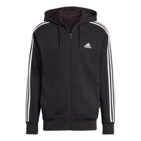 adidas French Terry 3-Stripes Full-Zip Hoodie 'Black White' IC0433