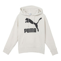 (WMNS) PUMA Classics Logo Printing Hoodie Grey 599197-05