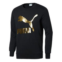 PUMA Bronzing Printing Round Neck Pullover Black 595892-51