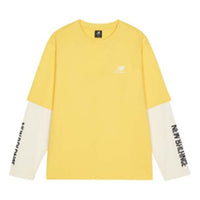 New Balance Contrast Color Stitching Knit Round Neck Long Sleeves Couple Style Yellow AMT13370-LHZ