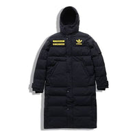 adidas originals Long Jacket Back logo mid-length hooded down Jacket Black GD5613