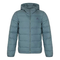 Men's adidas Outdoor Solid Color Stay Warm Hooded Down Jacket Dark Malachite Green CZ2310