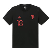 adidas Mufc Gfx T 18 Manchester United Soccer/Football Sports Short Sleeve Black IB8541