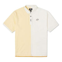 Men's Converse Splicing Colorblock Lapel Short Sleeve Cream Yellow Polo Shirt 10022780-A01