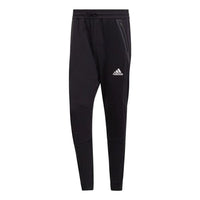 Men's adidas Casual Splicing Solid Color Drawstring Logo Sports Pants/Trousers/Joggers Black HE5038