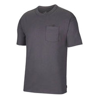 Men's Nike Sportswear Essential Pocket Embroidered Logo Sports Round Neck Short Sleeve Dark Grey T-Shirt DB3250-021
