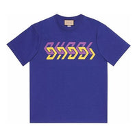 Gucci Geometric Block Logo T-Shirt 'Blue' 616036-XJDV9-4120