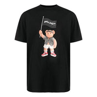 Men's PALM ANGELS SS21 Bear Cartoon Printing Round Neck Short Sleeve Black PMAA001S21JER0191001