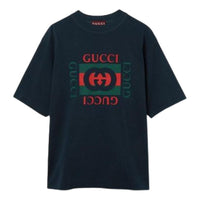 Gucci Cotton Jersey T-Shirt With Gucci Print 'Navy' 784361-XJGKA-4735