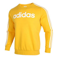 adidas E 3s Crew Fl logo Printing Fleece Stay Warm Casual Sports Pullover Round Neck Yellow GD5387