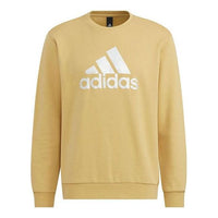 Men's adidas Brand Large Logo Printing Round Neck Long Sleeves Khaki HM2962