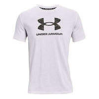 Men's Under Armour Round Neck Pullover Logo Athleisure Casual Sports Short Sleeve White 1365199-100