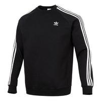 adidas originals 3-stripes Crew Fleece Lined Stay Warm raglan sleeve Round Neck Pullover Black GN3487