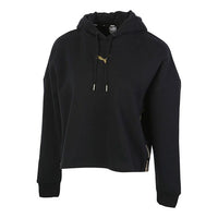 (WMNS) PUMA Metallic Nights Hoodie 'Black Gold' 587148-01