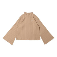 (WMNS) Nike Sportswear ribbed Knit High Collar Long Sleeves Knit Long Sleeves Yellow DM6400-200