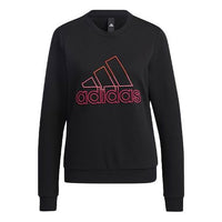 (WMNS) adidas Printing Logo Round-neck Swea Black GP0704