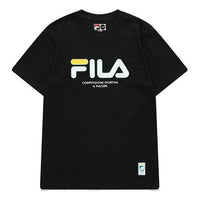 FILA FUSION Logo Athleisure Casual Sports Short Sleeve Black T11M122102F-BK