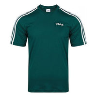 adidas E 3S Tee Classic Stripe Training Sports Round Neck Short Sleeve Dark Green FM6230