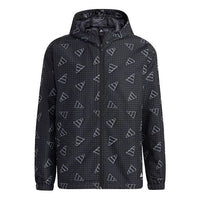 adidas Full Print Sports Loose Hooded Jacket Black GP1825