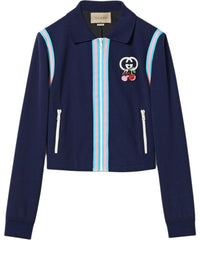 (WMNS) Gucci Cotton Piquet Zip Cardigan With Patch 'Dark Blue' 781828-XJGIT-4298