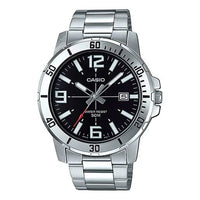 CASIO Stainless Steel Strap Mens SilverBlack Analog MTP-VD01D-1BV