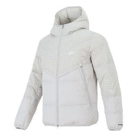 Nike Plaid Splicing Sports Stay Warm hooded down Jacket White DD6964-072