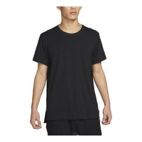 Nike Yoga Dri-Fit Solid Color Round Neck Short Sleeve Black DM7826-010