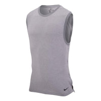 Men's Nike Dri-FIT Solid Color Logo Round Neck Slim Fit Gray Vest CN9819-056