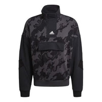 Men's adidas 1/4-Zip Aop Sports Training Printing Splicing Stand Collar Black 4-Zip Aop H25084