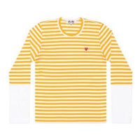 (WMNS) COMME des GARCONS PLAY L/S Bi-Colour Stripe White Sleeve T-Shirt 'Yellow White' AZ-T319-051-2