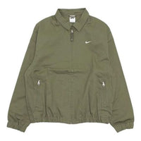 Men's Nike Solid Color Logo Casual Lapel Jacket Green DQ6335-222