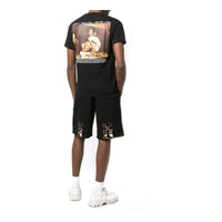 Men's Off-White SS22 Caravaggio Alphabet Printing Round Neck Pullover Short Sleeve Ordinary Version Black OMAA027S22JER0011001