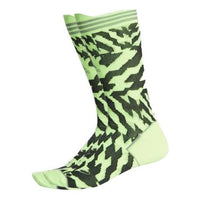adidas Version Pattern Knit Sports Socks Unisex One Pair Fluorescent Green FK0932