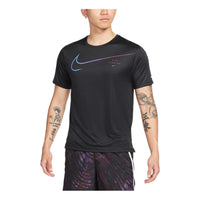 Men's Nike Large Logo Sports Training Breathable Quick Dry Round Neck Short Sleeve Black T-Shirt DM4812-010