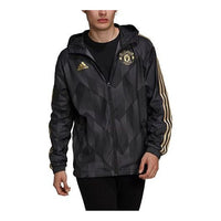 adidas Full Print Geometry Pattern Stripe Printing Logo Hooded Jacket Black GR3873