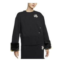 (WMNS) Nike Fleece Print Crew Sweatshirt 'Black' DD4538-010