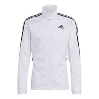 Men's adidas Marathon Jkt Logo Stripe Stand Collar White Jacket GK6111