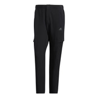 Men's adidas Solid Color Logo Printing Straight Sports Pants/Trousers/Joggers Black HE7379