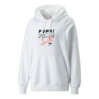 (WMNS) PUMA Downtown Oversized Graphic Hoodie 'White' 537633-02