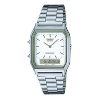CASIO Waterproof Stainless Steel Strap Mens Silver Analog/Digital Combo AQ-230A-7DMQYES